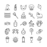 paquete de veinticinco iconos de colección de conjunto de halloween vector