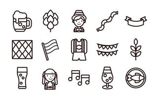 bundle of fifteen oktoberfest set icons vector