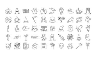 bundle of fifty halloween set icons vector