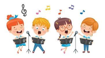 Funny Little Kids Performing Music vector