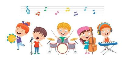 niños pequeños divertidos interpretando música vector