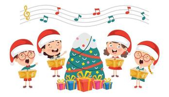 Funny Little Kids Performing Music vector