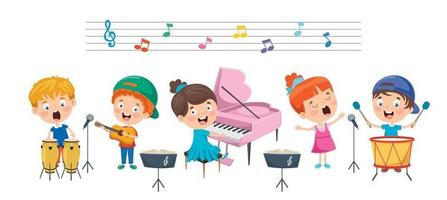 Funny Little Kids Performing Music vector