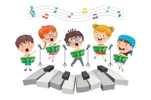 Funny Little Kids Performing Music vector