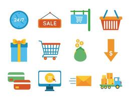 bundle of twelve shopping set icons vector