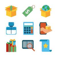 paquete de nueve iconos de conjunto de compras vector