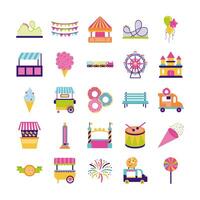 bundle of fair entertainment set icons vector