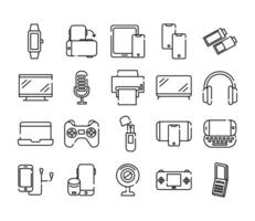 bundle of twenty devices electronics set collection icons vector