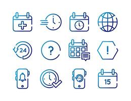 bundle of twelve calendars set icons vector