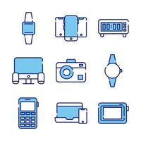 bundle of nine devices electronics set icons vector