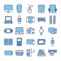 bundle of twenty five devices electronics set icons vector