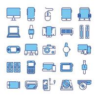 bundle of twenty five devices electronics set icons vector