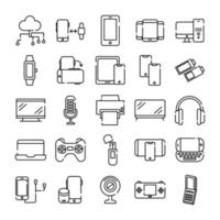 Paquete de veinticinco dispositivos de electrónica de colección de iconos vector
