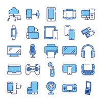 bundle of twenty five devices electronics set collection icons vector