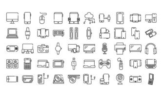 bundle of fifty devices electronics set icons vector