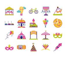 bundle of fair entertainment set icons vector