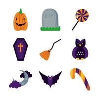 bundle of nine halloween set icons vector