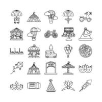 bundle of fair entertainment set icons vector