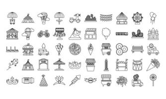 bundle of fair entertainment set icons vector