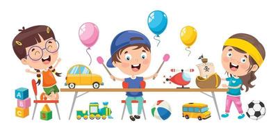 A boy playing toys Royalty Free Vector Image - VectorStock