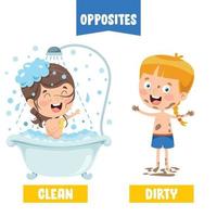 Opposite Adjectives With Cartoon Drawings vector