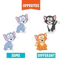 Opposite Adjectives With Cartoon Drawings vector