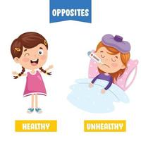 Opposite Adjectives With Cartoon Drawings vector