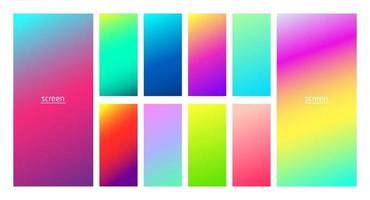 Pastel gradient smooth and vibrant soft color background set for devices pc and modern smartphone screen soft pastel color backgrounds vector ux and ui design illustration isolated on white