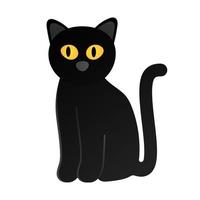 lindo gato negro sentado en el suelo vector