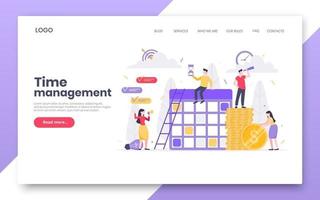 Business time management internet landing page concept template vector