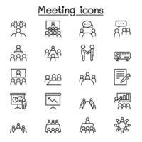 icono de reunión en estilo de línea fina vector