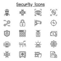 Security icons set in thin line style vector