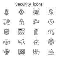 iconos de seguridad establecidos en estilo de línea fina vector