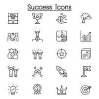 Success icon set in thin line style vector