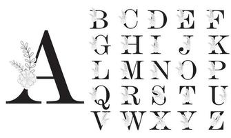 Alphabet line floral decoration letters logo template Premium Vector