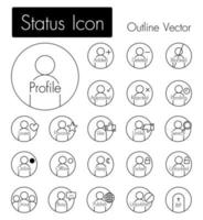 Status icon  Person icon with many status and text vector