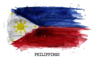 Watercolor painting flag of Philippines  Vector