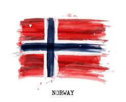 Watercolor painting flag of Norway  Vector