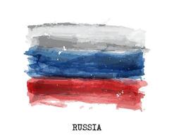 Watercolor painting flag of Russia  Vector