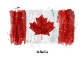 Watercolor painting flag of Canada  Vector