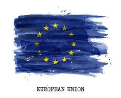 Watercolor painting flag of European union   EU   Vector