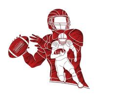 Silhouette American Football Player Action vector