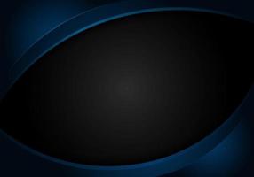 Abstract blue shiny curve shape on black background corporate design template vector