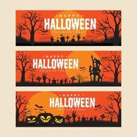 halloween background template with scary pumpkin face vector