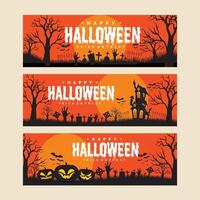 halloween background template with scary pumpkin face vector
