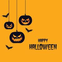 halloween background template with scary pumpkin face vector