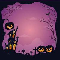 halloween background template with scary pumpkin face vector