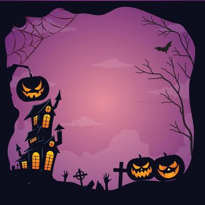 halloween background template with scary pumpkin face