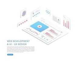 Web page interface design in isometric vector illustration Web design and web development concept User interface optimization