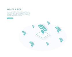 red pública de área wifi en vector isométrico